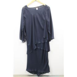 (WOMENS) FRASCARA NAVY SLEEVELESS DRESS WITH SHEAR OVERTOP