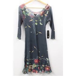 (WOMENS) KOMAROV BLUE FLOWER PRINT DRESS SIZE SMALL