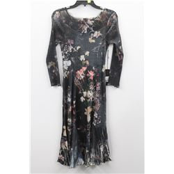 (WOMENS) KOMAROV DARK BLUE FLOWER PRINT DRESS SIZE SMALL