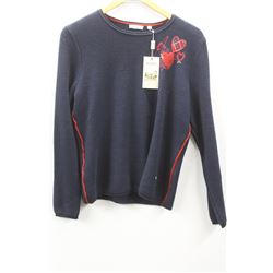 (WOMENS) RABE NAVY LONG SLEEVE KNIT TOP WITH STICHED HEART