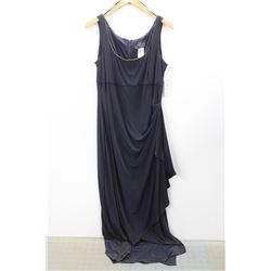 (WOMENS) ALEX EVENINGS NAVY WRAP DRESS WITH RHINESTONE