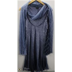 (WOMENS) KOMAROV BLUE METALLIC SLEEVELESS DRESS WITH SHEAR