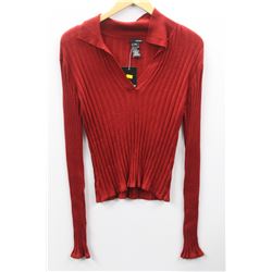 (WOMENS) KENZI RED KNIT LONG SLEEVE TOP