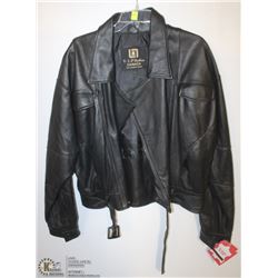 (WOMENS) VIP LEATHERS BLACK LEATHER JACKET SIZE LARGE