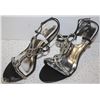 Image 1 : (WOMENS) PAIR OF BLACK OPEN TOE STRAPPY HEELS SIZE 9