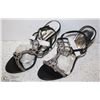 Image 1 : (WOMENS) PAIR OF BLACK OPEN TOE STRAPPY HEELS SIZE 9