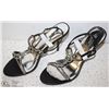 Image 1 : (WOMENS) PAIR OF BLACK OPEN TOE STRAPPY HEELS SIZE 9
