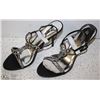 Image 1 : (WOMENS) PAIR OF BLACK OPEN TOE STRAPPY HEELS SIZE 10