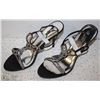 Image 1 : (WOMENS) PAIR OF BLACK OPEN TOE STRAPPY HEELS SIZE 10