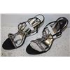 Image 1 : (WOMENS) PAIR OF BLACK OPEN TOE STRAPPY HEELS SIZE 10