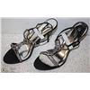 Image 1 : (WOMENS) PAIR OF BLACK OPEN TOE STRAPPY HEELS SIZE 11