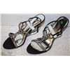 Image 1 : (WOMENS) PAIR OF BLACK OPEN TOE STRAPPY HEELS SIZE 11