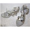 Image 1 : (WOMENS) PAIR OF SILVER OPEN TOE STRAPPY HEELS SIZE 7.5