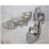 Image 1 : (WOMENS) PAIR OF SILVER OPEN TOE STRAPPY HEELS SIZE 10