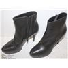 Image 1 : (WOMENS) PAIR OF BLACK LEATHER HIGH HEEL BOOT SIZE 39.5