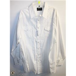 (MENS) WHITEHORSE WHITE & BEIGE STRIPED DRESS SHIRT SIZE