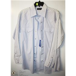 (MENS) PANHANDLE SLIM BLUE & WHITE STRIPED DRESS SHIRT