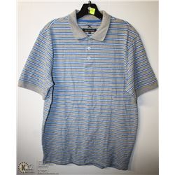(MENS) BRITCHES GREY & BLUE STRIPED POLO SIZE MEDIUM