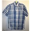 Image 1 : (MENS) HECHTER BLUE PLAID SHORT SLEEEVE DRESS SHIRT SIZE