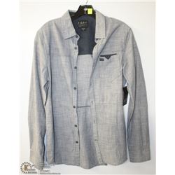(MENS) FOX GREY & WHITE STRIPED BUTTON UP SHIRT SIZE