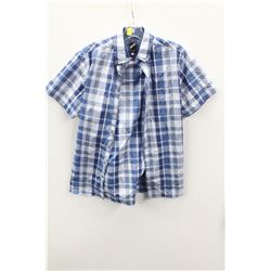 (MENS) HECHTER SHORT SLEEVE BLUE PLAID SHIRT SIZE SMALL