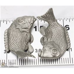 SET OF 2 ROYAL SELANGOR PEWTER ORIENTAL FISH
