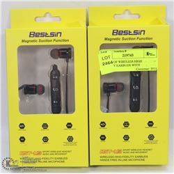 2 PAIRS OF WIRELESS HIGH FIDELITY EARBUDS WITH
