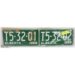 SET OF 2 SEQUENTIAL #'S -1968 LICENSE PLATES