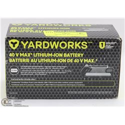 NEW YARDWORK 40VOLT LITHIUM BATTERY
