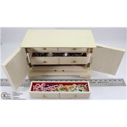 LARGE ESTATE MUSICAL JEWELRY BOX FILLED