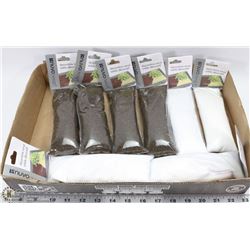 8 BAGS OF NEW DECORATIVE SAND - 4 BROWN, 4 WHITE