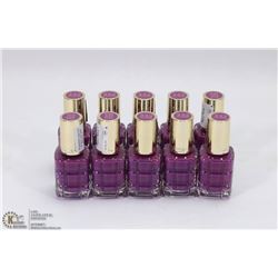 10 BOTTLES OF L'OREAL NAIL POLISH