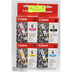 CANON 6 4 PACK INK CARTRIDGES BLACK, YELLOW, MAGE-