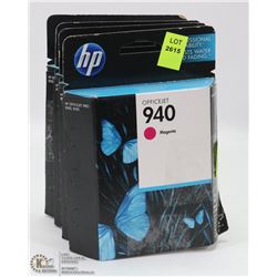 4 BOXES OF HP OFFICE JET 940 MAGENTA INK CARTRIDGES
