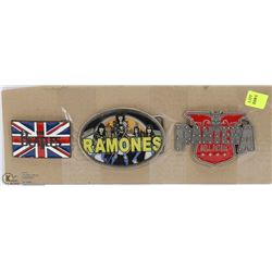 LOT OF 3 ROCK BAND THEME BELT BUCKLES