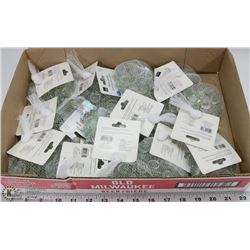 FLAT OF 13 BAGS OF WHITE GLASS GEMS