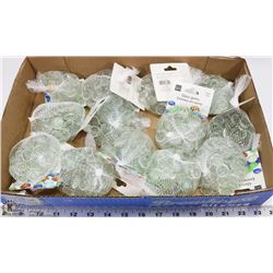 FLAT OF 13 BAGS OF WHITE GLASS GEMS