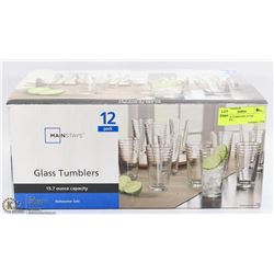 12 GLASS TUMBLERS 15.7OZ CAPACITY,