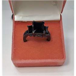 8 - BLACK SAPPHIRE CZ 10K BLACK GOLD