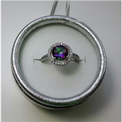 6 -RAINBOW TOPAZ CZ HALO STYLE
