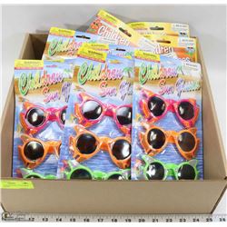 FLAT OF 10 PACKS OF 3 COLORED KIDS GLASSES