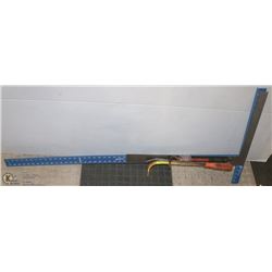LOT OF TOOLS INCL DRY WALL T-SQUARE, NAIL PULLERS,