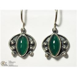 STERLING SILVER GREEN ONYX EARRINGS