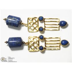 GOLD-PLATED STERLING SILVER LAPIS EARRINGS