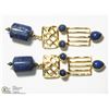Image 1 : GOLD-PLATED STERLING SILVER LAPIS EARRINGS