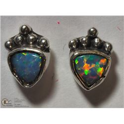 STERLING SILVER CREATED OPAL EARRINGS