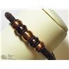 Image 1 : STAINLESS STEEL BROWN LEATHER MENS BRACELET