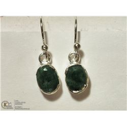 STERLING SILVER GREEN ONYX EARRINGS