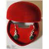 Image 2 : STERLING SILVER GREEN ONYX EARRINGS
