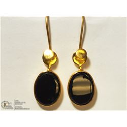 GOLD-PLATED STERLING SILVER BLACK ONYX EARRINGS